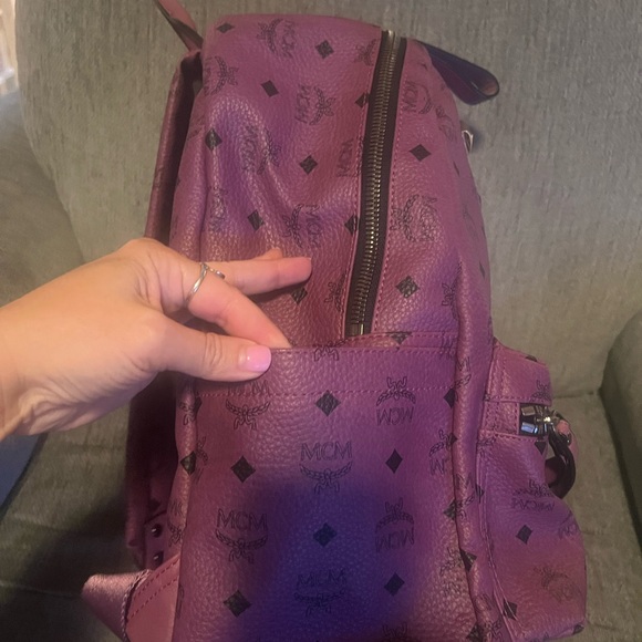 MCM Pink Logo Studded Backpack main image 12
